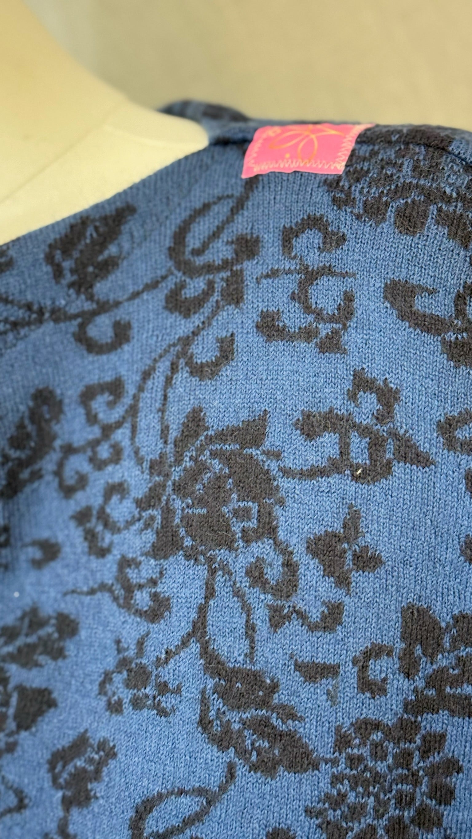 Poncho Blumenranke blau/dunkelblau