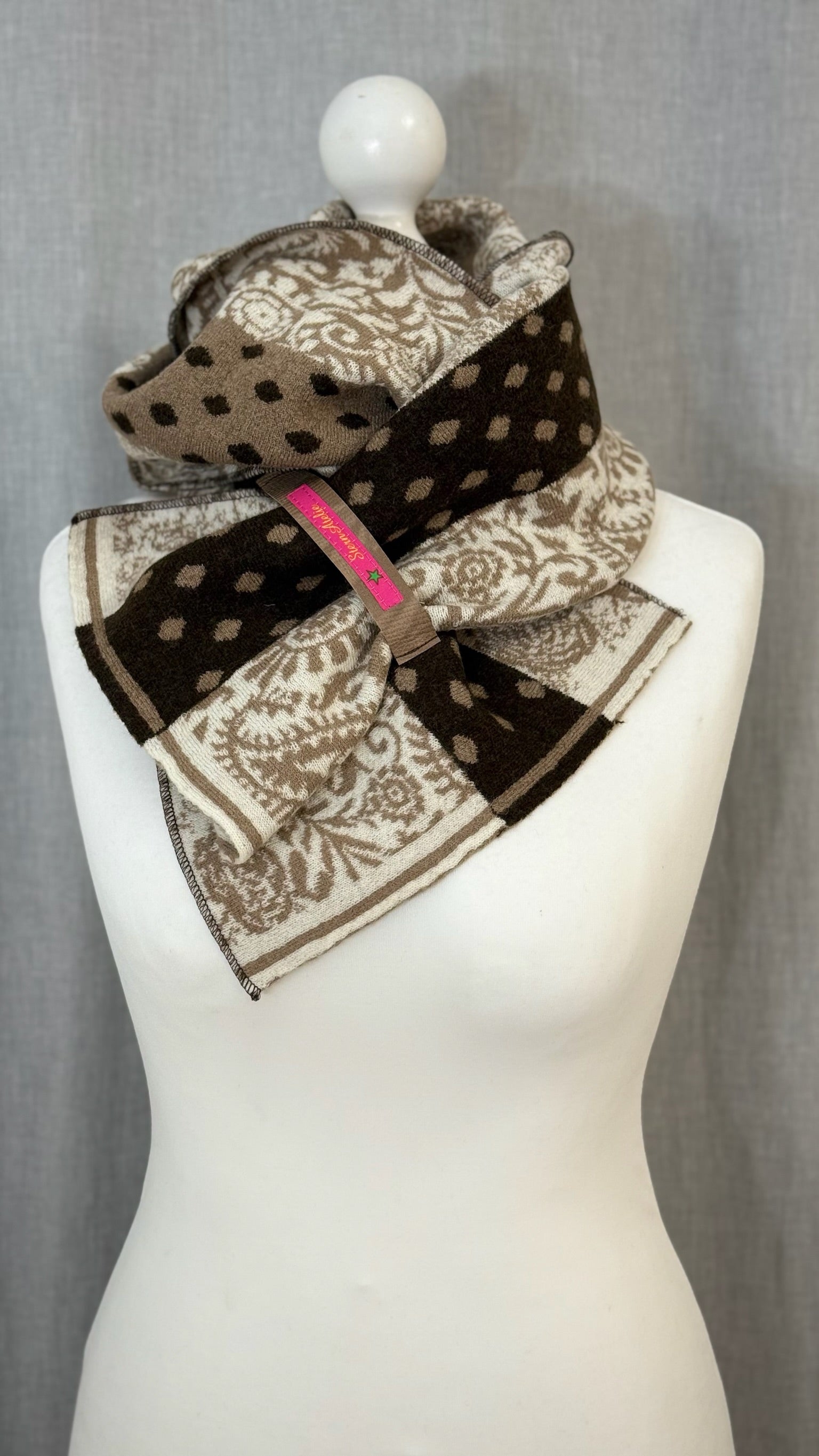 Schal Rautenmuster braun/beige