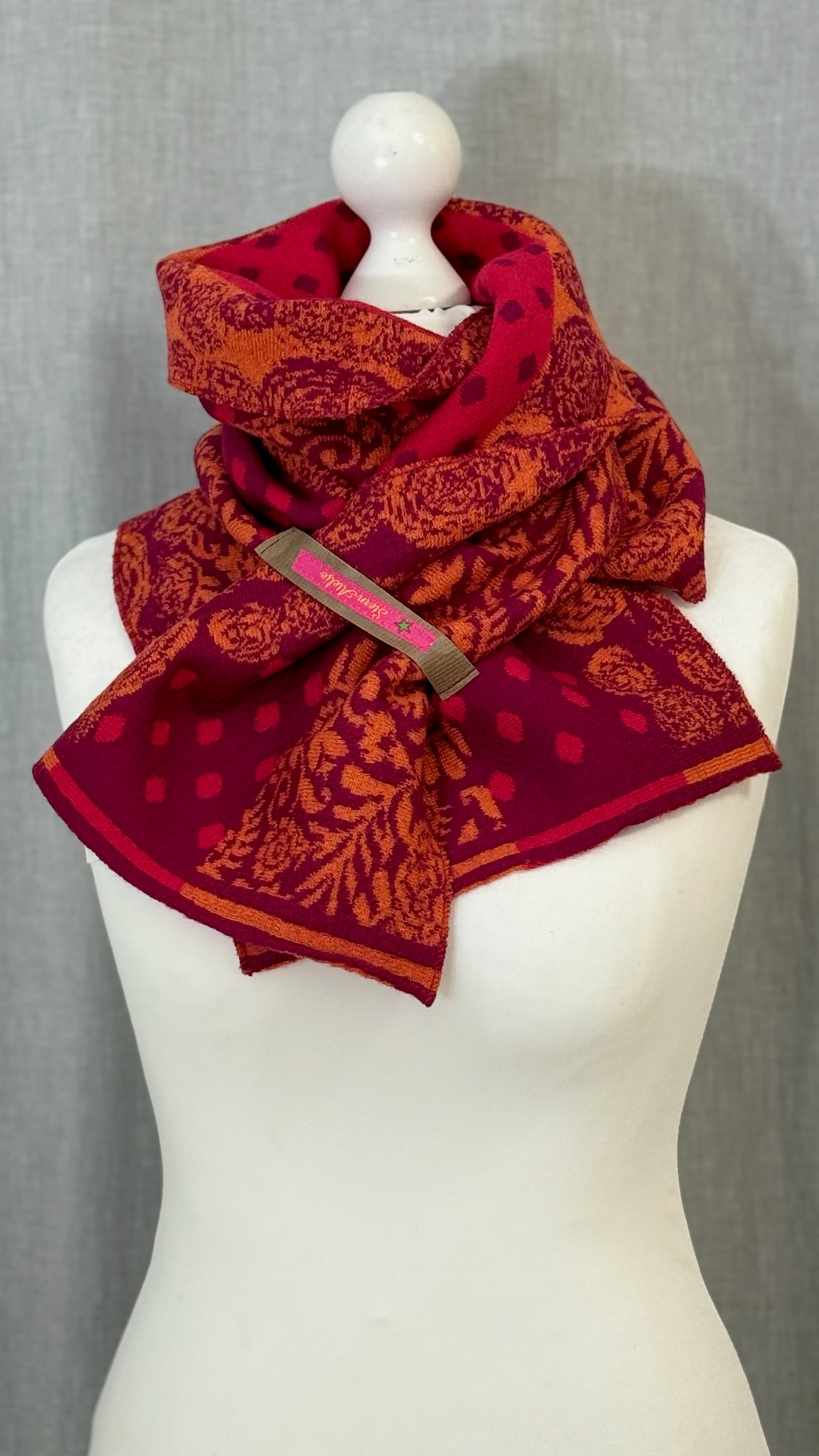 Schal Rautenmuster orange/rot