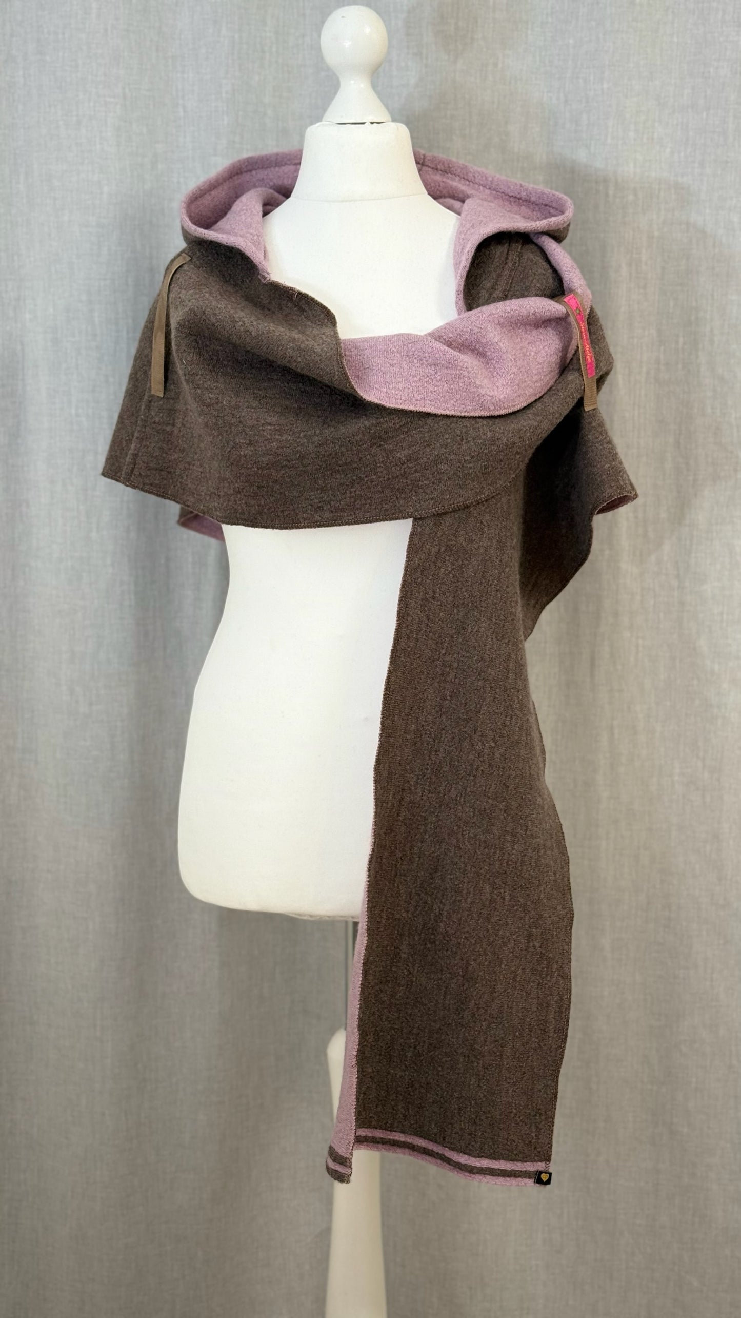 Kapuzenschal braun/rosa
