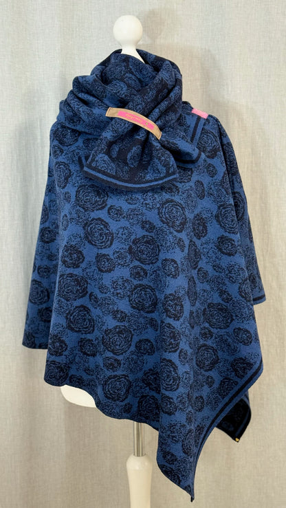 Poncho Rose blau/dunkelblau
