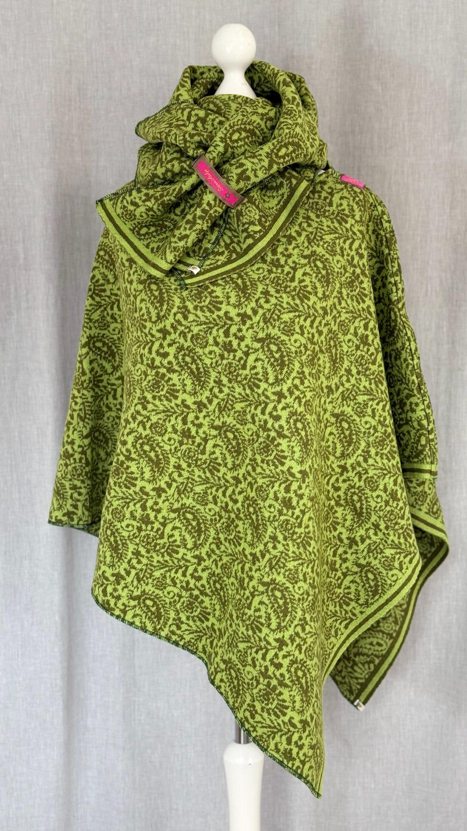 Poncho Paisleymuster in Grün/Olive