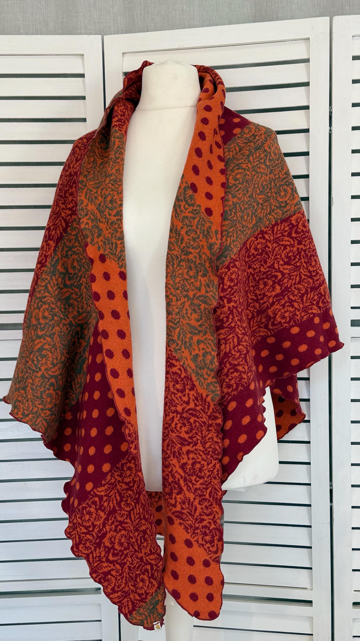 Dreieckstuch Gross Raute Rot/Orange