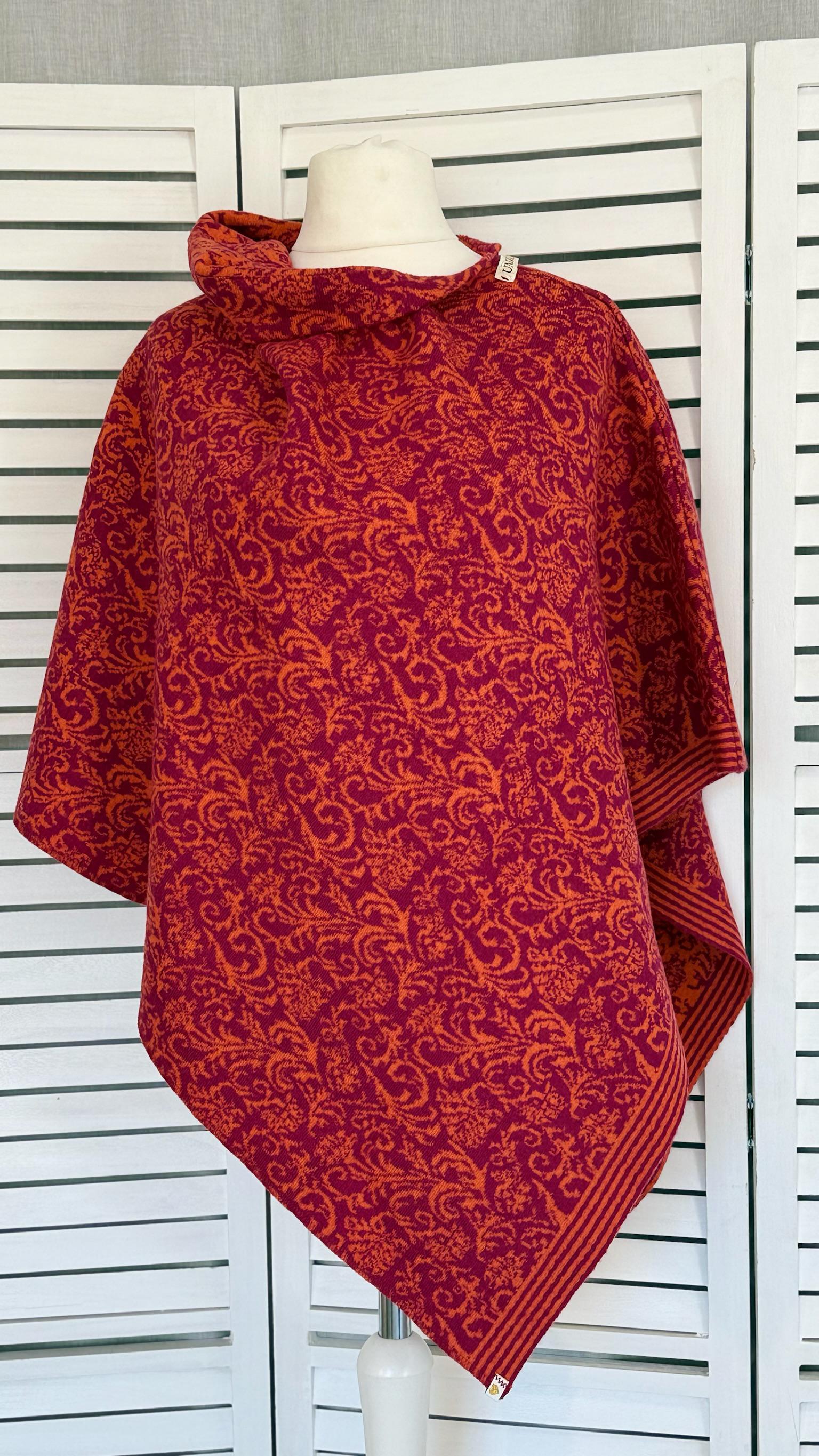Poncho Paisley Brombeere/Orange